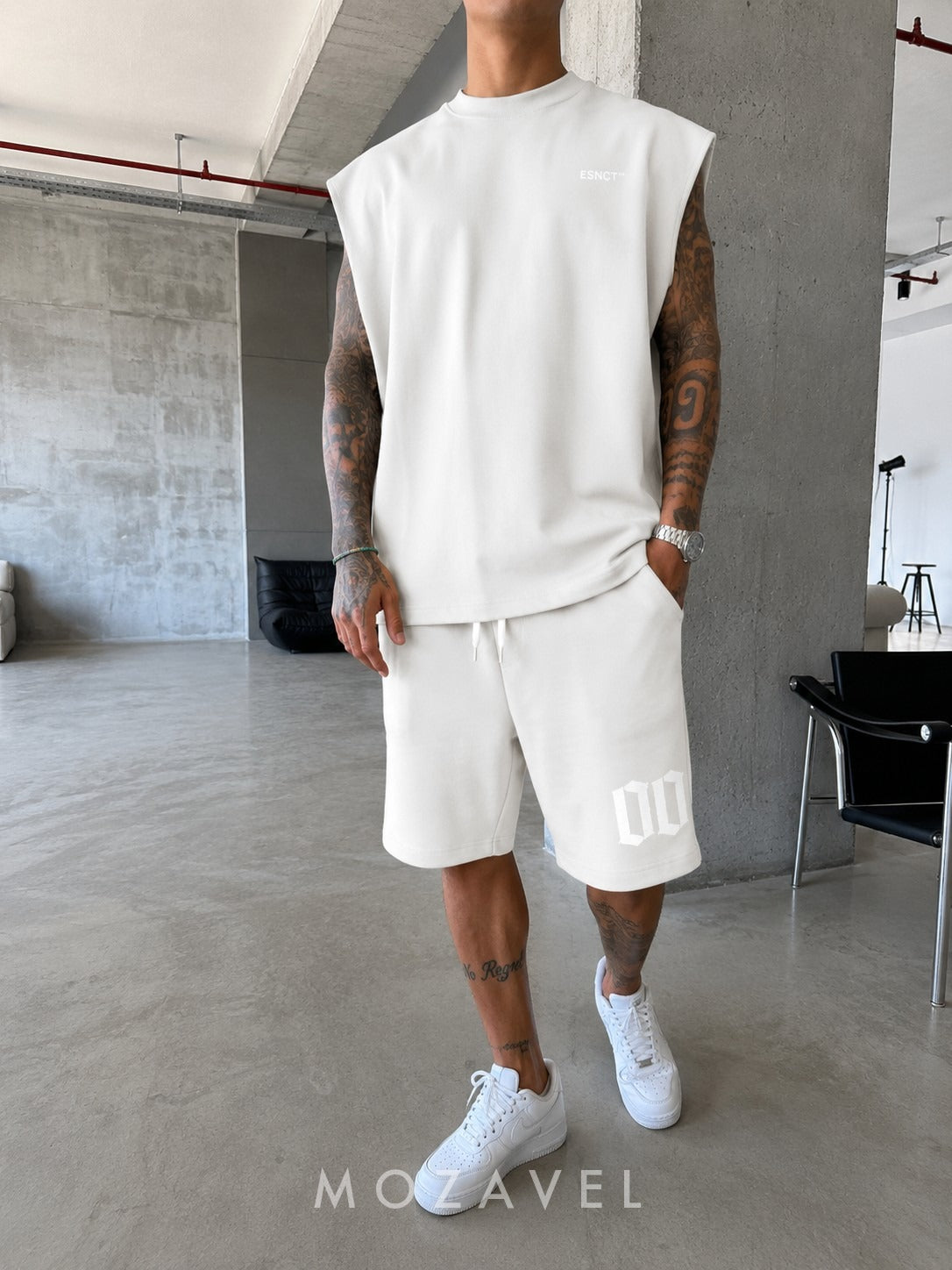 Herren Set „Double Zero“ – Tank & Shorts Creme