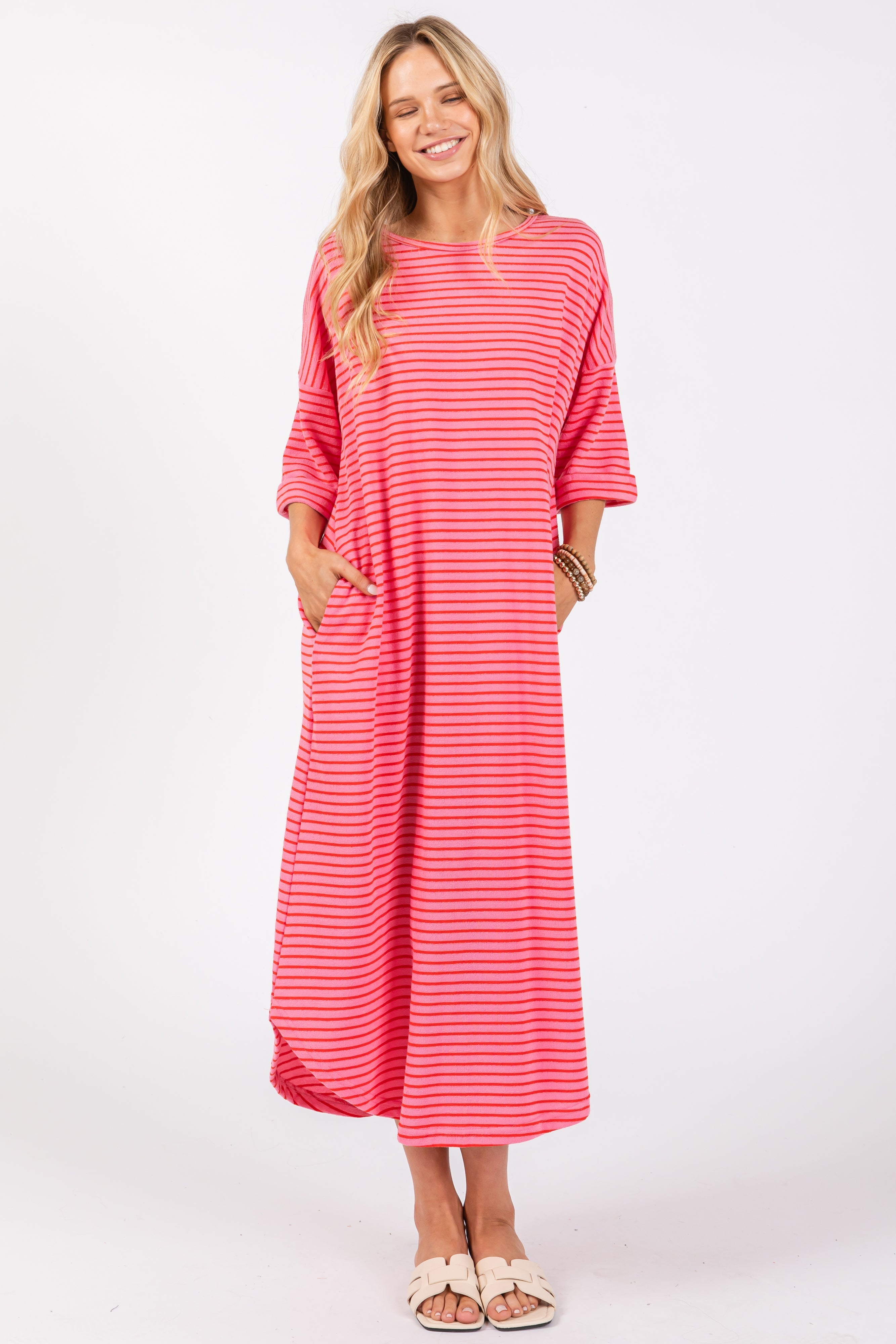 Umstandsmaxikleid aus Frottee mit Streifen