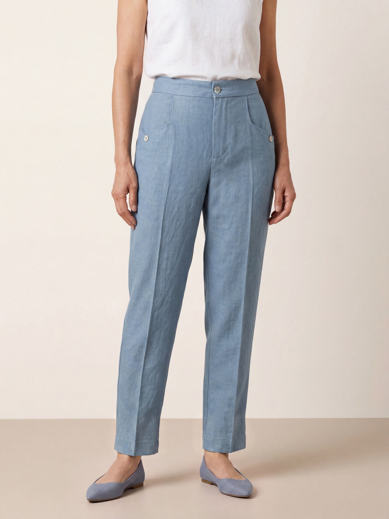 Linnen Broek Dames met Wijde Pijpen