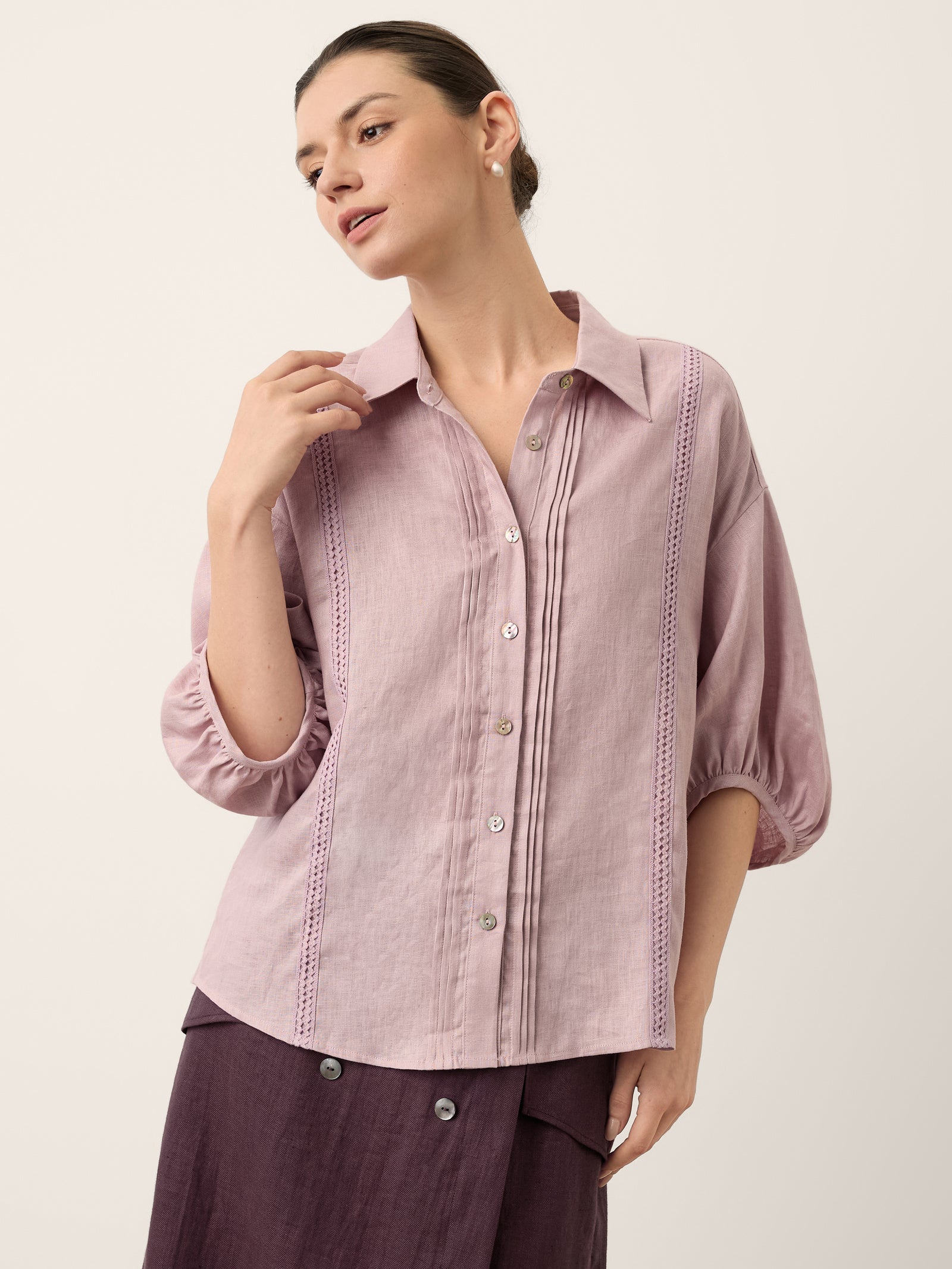 Linnen Blouse met Kant Dames