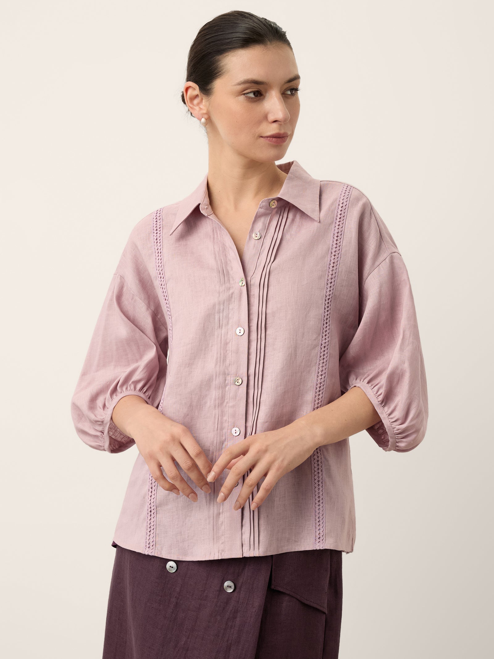 Linnen Blouse met Kant Dames