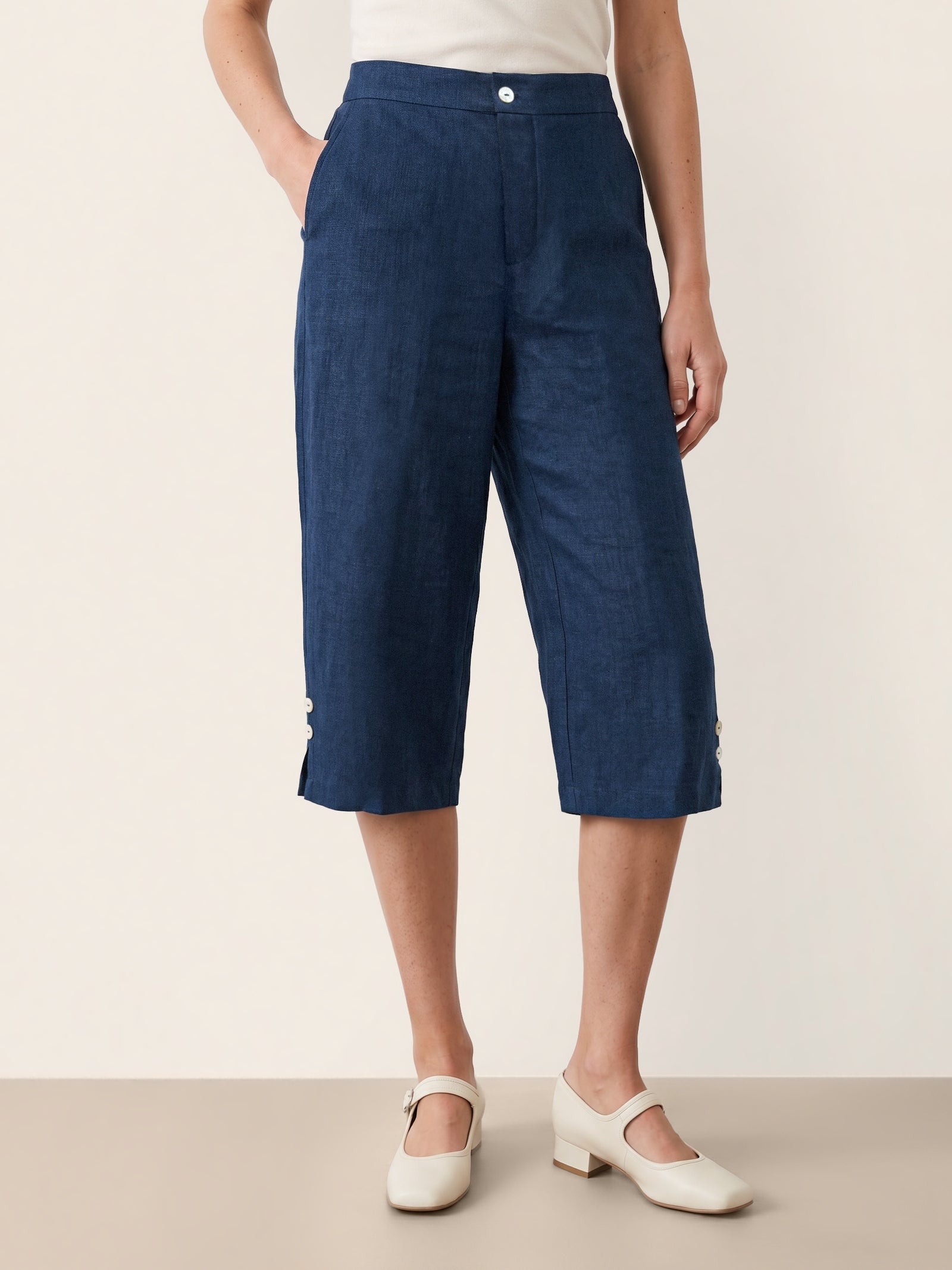 Linnen Broek Dames met Wijde Pijpen