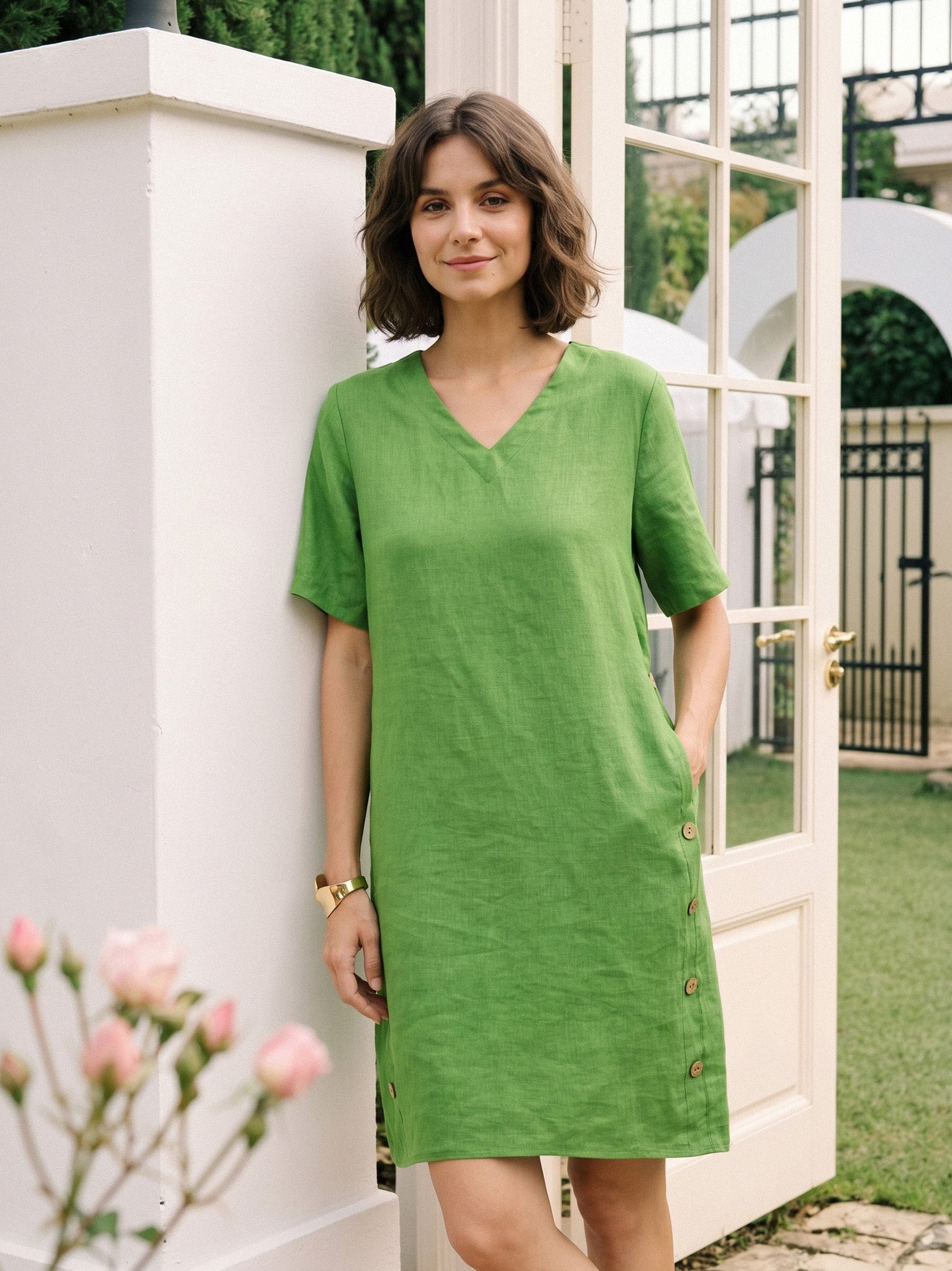 Linnen Cocoon Mini-jurk