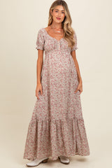 Umstands-Maxikleid mit floralem Print und Knopfleiste