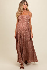 Umstands-Maxikleid mit floralem Muster, Cut-out und Bindeband am Rücken