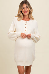 Umstands-Mini-Pulloverkleid mit halber Knopfleiste