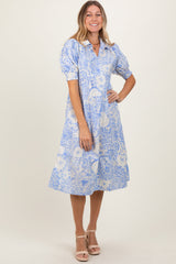 Umstands-Midikleid mit Blumenmuster, Kragen und Stufenrock