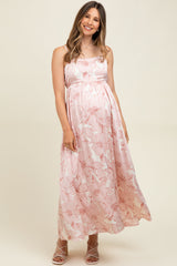 Ärmelloses Umstands-Maxikleid mit Blumenmuster