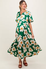 Geblümtes Umstands-Maxikleid mit Kerbkragen und Knopfleiste