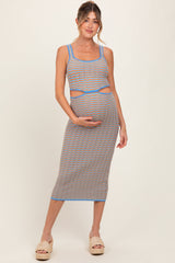 Umstands-Midikleid aus Strick mit Zickzackmuster und Cut-out