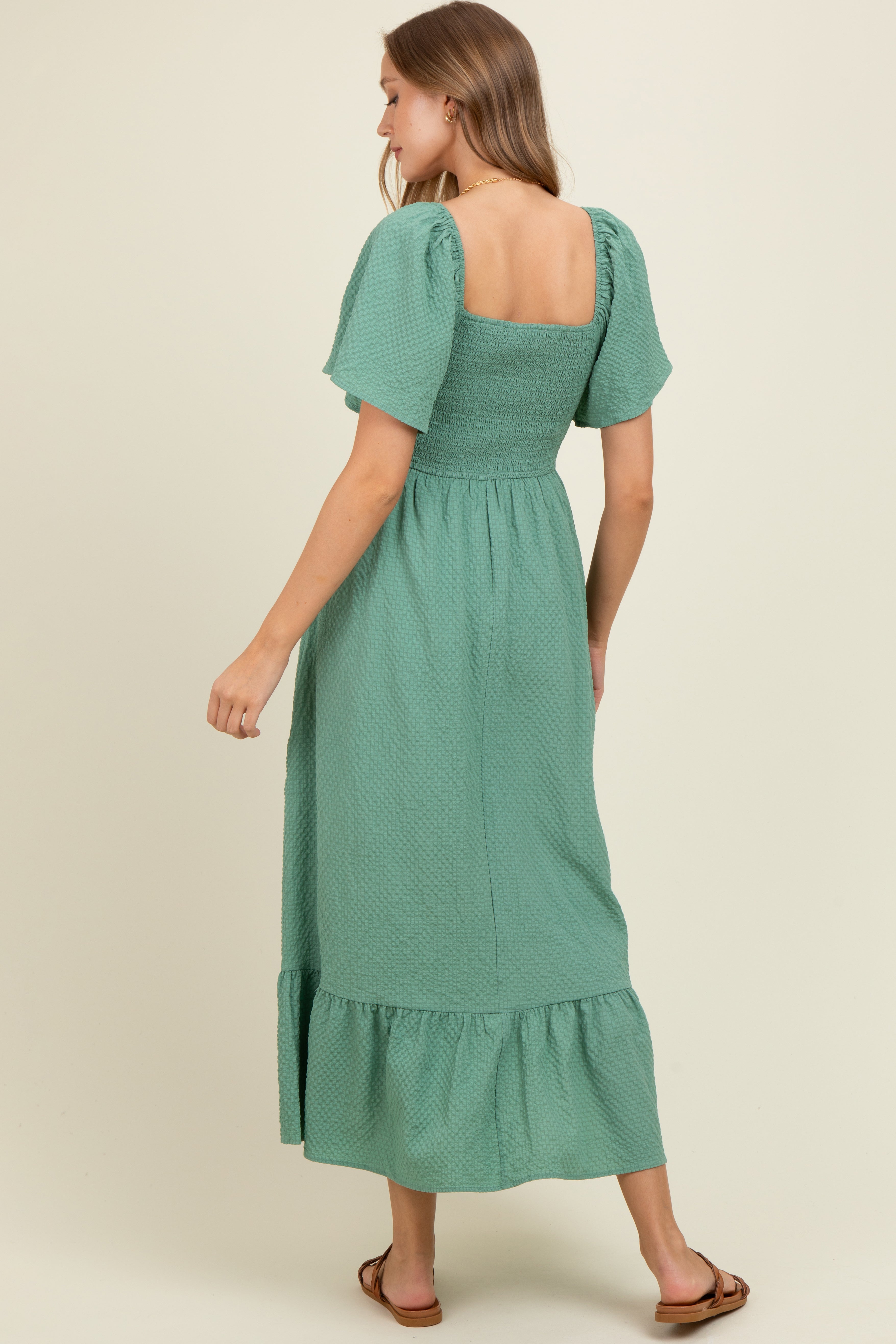 Wandelbares Umstands-Maxikleid mit elastischem Smok-Bund