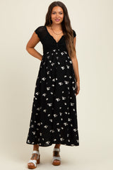 Umstands-Midikleid mit Häkeloberteil und Blumenstickerei