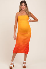 Umstands-Midikleid aus Mesh mit Ombré-Färbung und Raffung