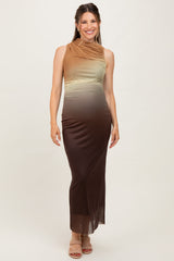 Ärmelloses Umstands-Midikleid mit Ombré-Mesh und Raffung