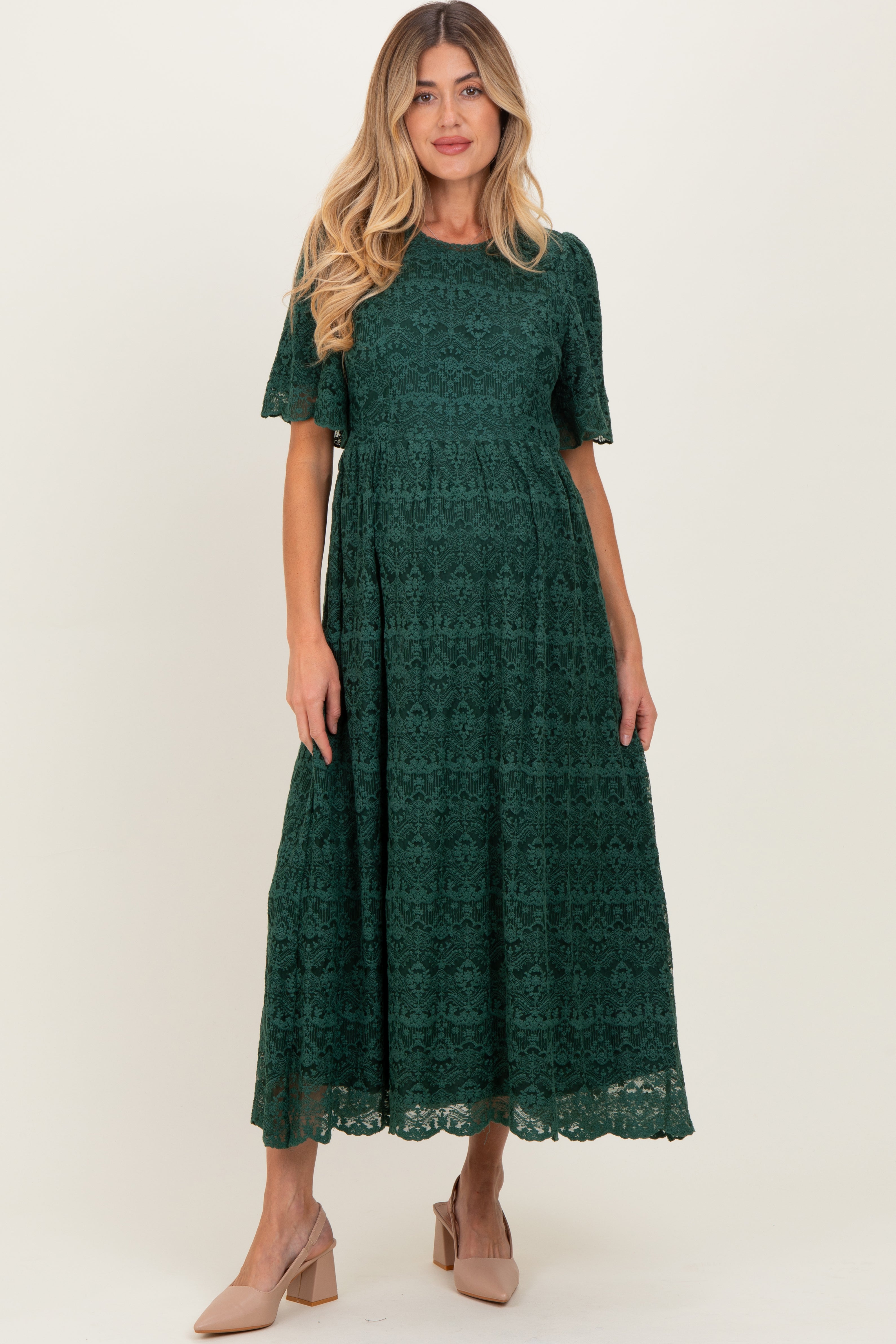 Umstands-Midikleid aus Blumenspitze