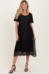 Umstands-Midikleid aus Spitze mit Herzausschnitt und kurzen Ärmeln