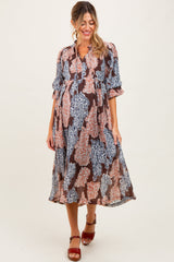Umstands-Midikleid aus Chiffon mit Blumenmuster und Bindedetail vorne