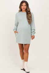Oversized Umstands-Sweatshirt-Minikleid in Mineralwaschung