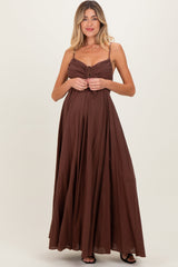 Umstands-Maxikleid mit gerafftem Oberteil und Bindeband vorne
