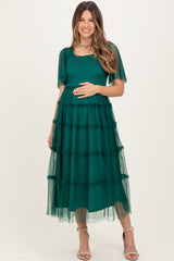 Umstands-Maxikleid aus Mesh mit Volants