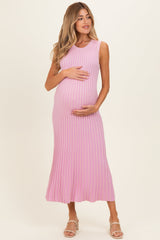 Ärmelloses Umstands-Maxikleid aus Rippstrick