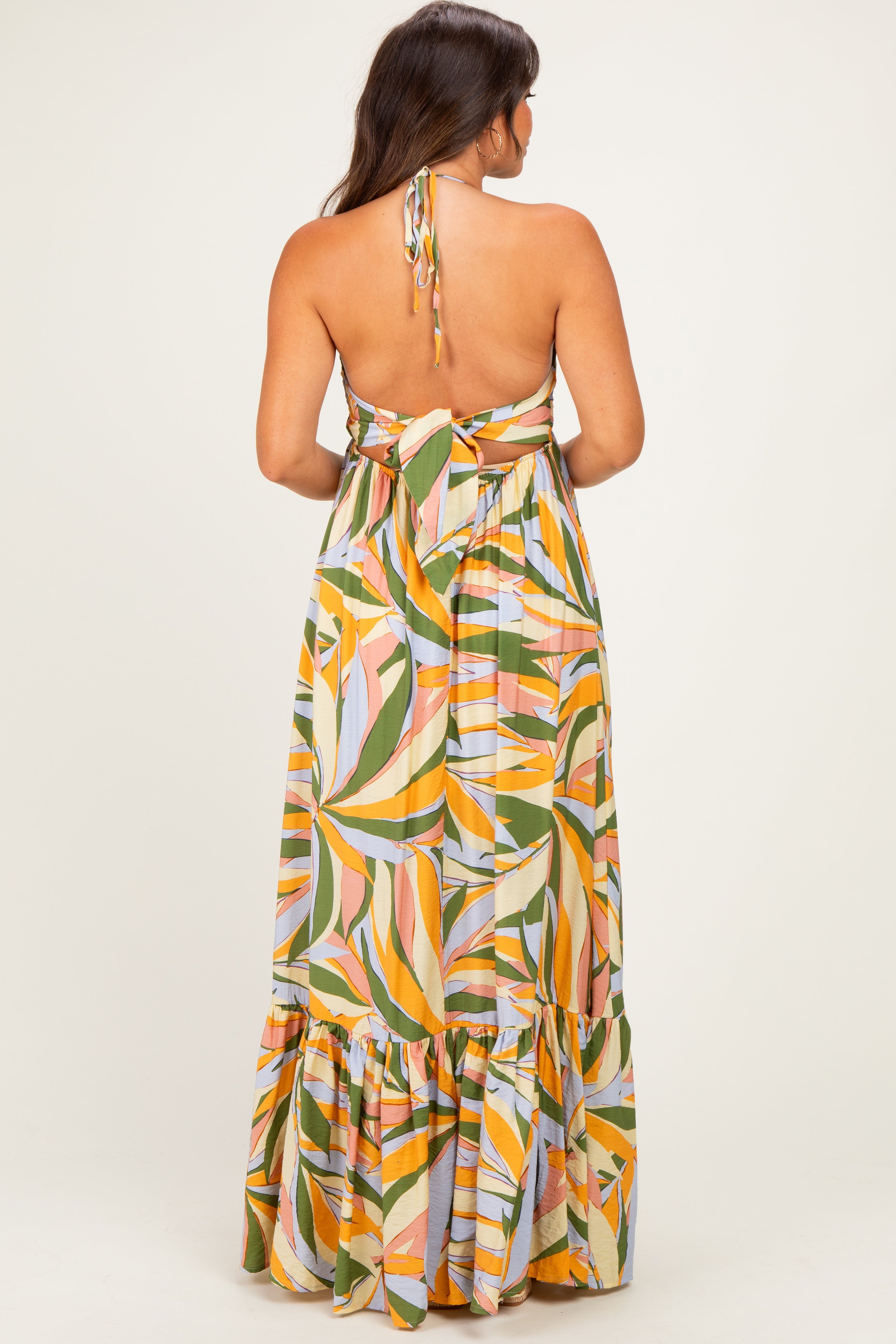 Umstands-Maxikleid mit Neckholder, Cut-out und Rückenbindung