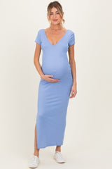 Umstands-Midikleid aus Rippstrick mit Seitenschlitz