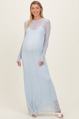 Umstandsmaxikleid aus Spitze mit Stehkragen und langen Ärmeln