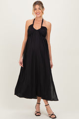 Umstands-Midikleid mit Neckholder und Seitenschlitz
