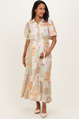 Umstandsmaxikleid mit Patchwork-Print und Knopfleiste in Multicolor