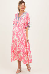 Umstandsmaxikleid mit Print und Dolman-Ärmeln in Rosa
