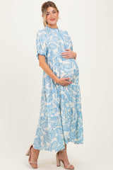 Umstands-Midikleid mit Paisley-Print und Stufenrock
