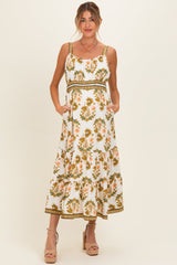 Ärmelloses Umstands-Maxikleid mit Blumenmuster und Stufenrock