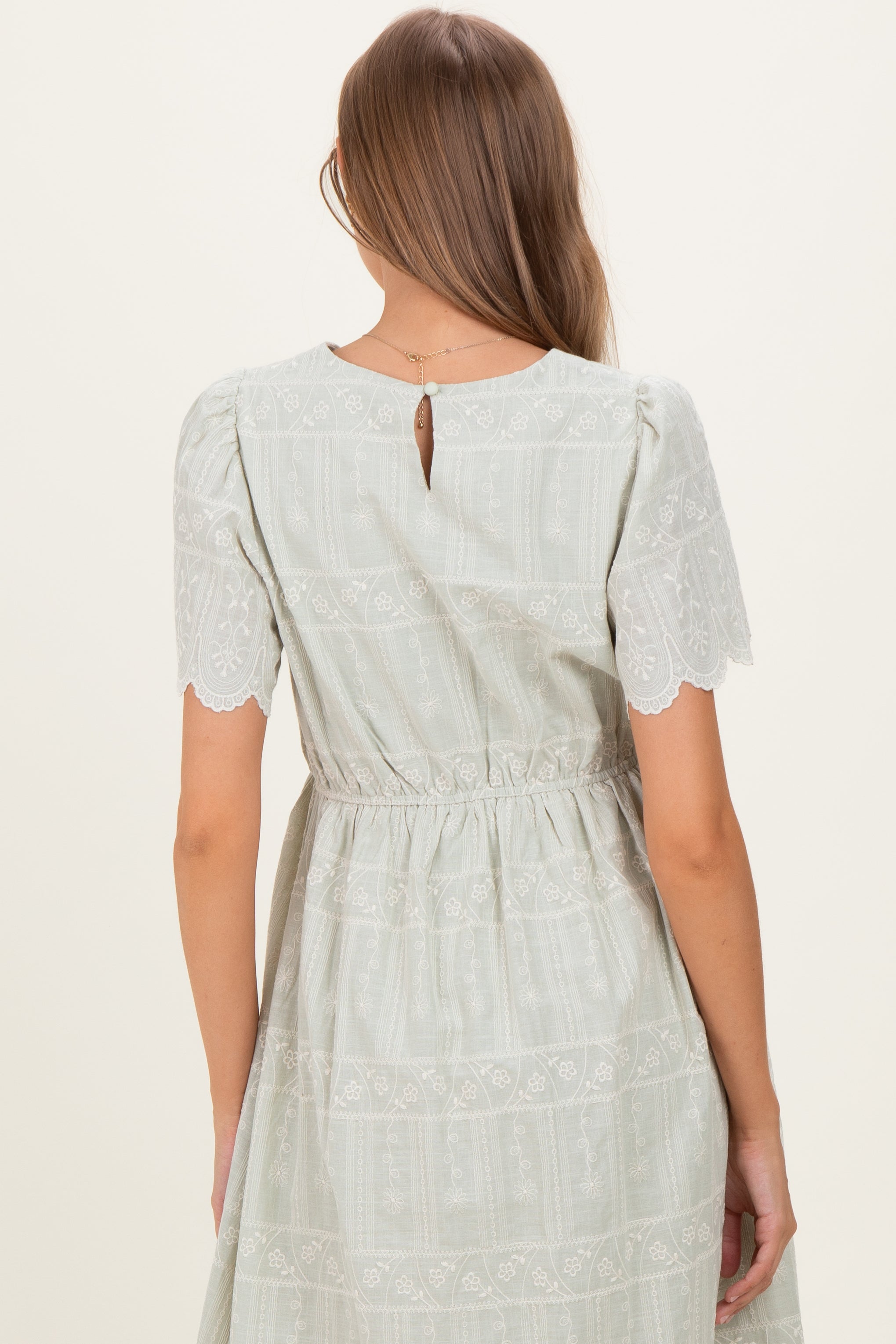 Umstands-Midikleid in Helloliv mit Blumenstickerei