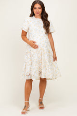 Umstands-Midikleid aus Lochspitze mit Blumenmuster