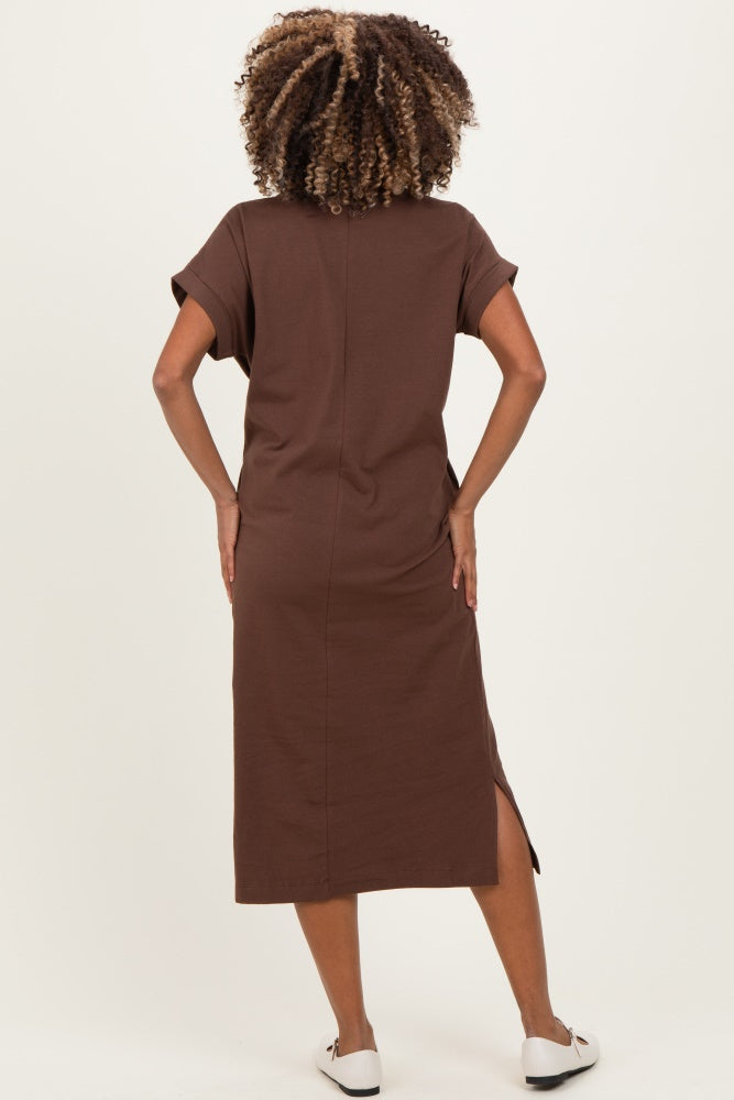 Umstands-Midi-Shirtkleid mit Fronttaschen