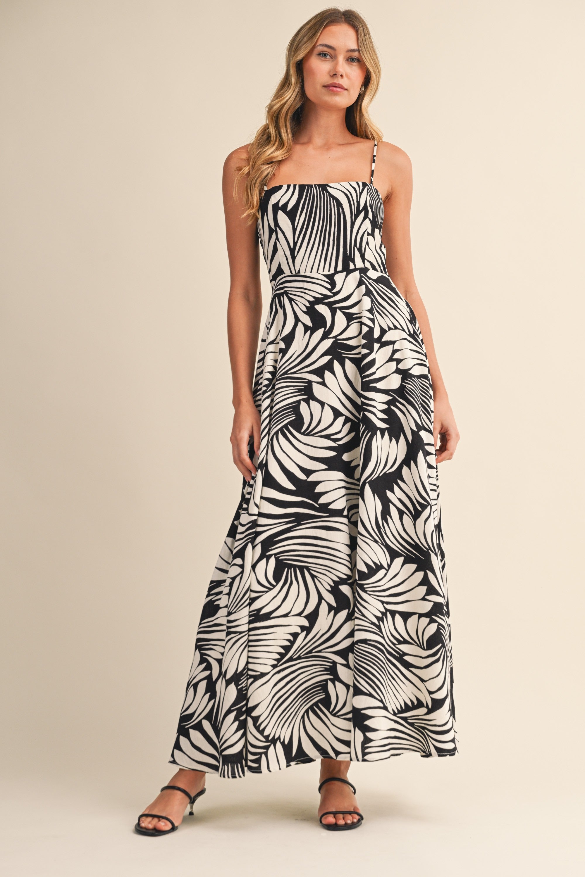Umstands-Midikleid aus Leinen in A-Linie mit Druck