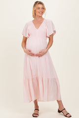 Gesmoktes Umstands-Midikleid in Zartrosa