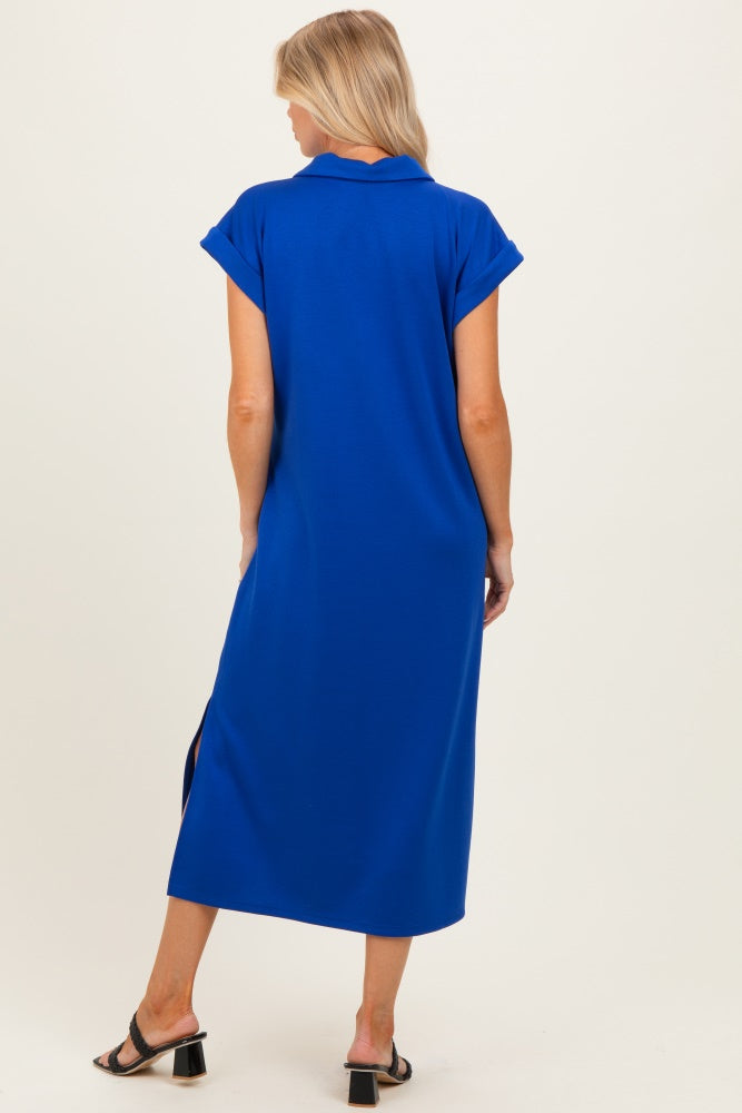 #Farbe_Royalblau mit Kragen und Tasche