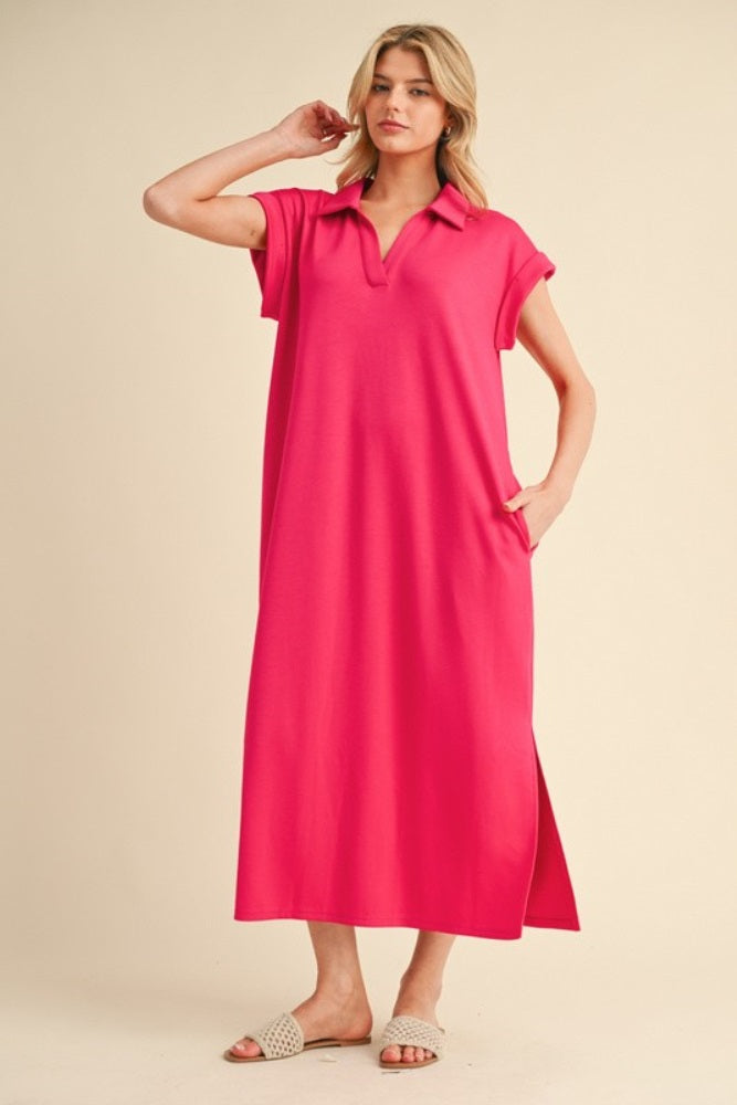 #Farbe_Fuchsia mit Kragen, Oversized