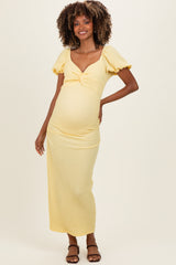 Umstands-Midikleid aus Strick mit Twist-Detail und kurzen Ärmeln