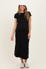 Umstands-Midikleid mit Kurzarm und Kontrastbesatz