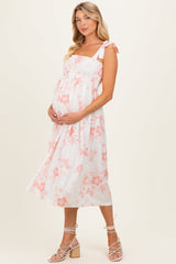 Florales Umstands-Midikleid mit Smok-Detail