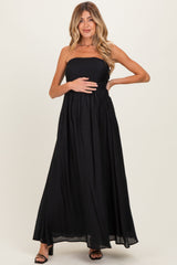 Trägerloses Umstandsmaxikleid mit Rückenschnürung