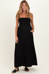 Umstands-Maxikleid mit Pompon-Trägern und Raffung