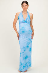 Umstandsmaxikleid mit Wasserfallausschnitt und Blumendruck