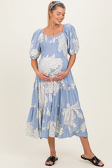 Umstands-Midikleid mit Blumenmuster, Cut-out und Rückenschnürung