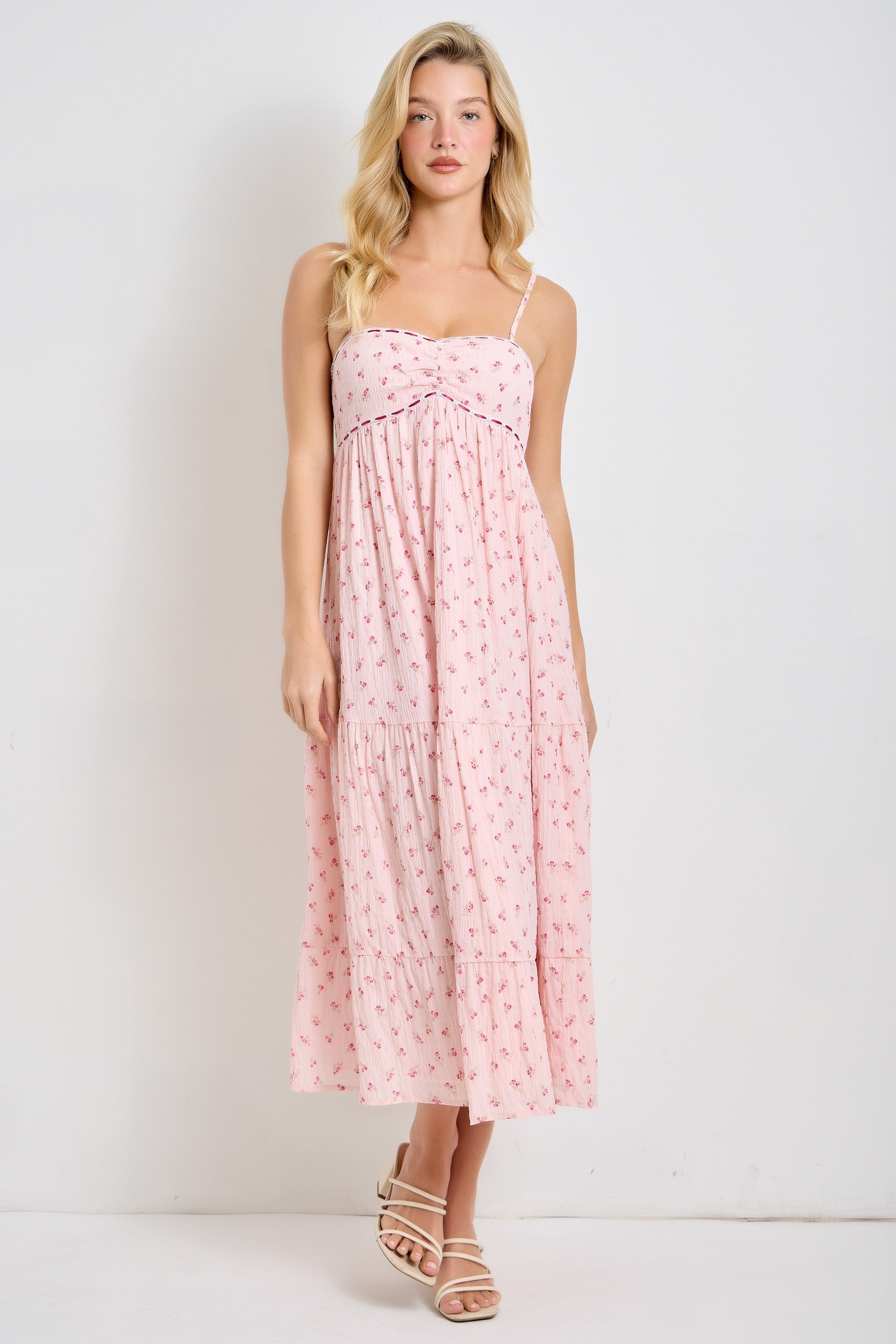 Umstands-Midikleid mit Blumenmuster und Bänderdetail