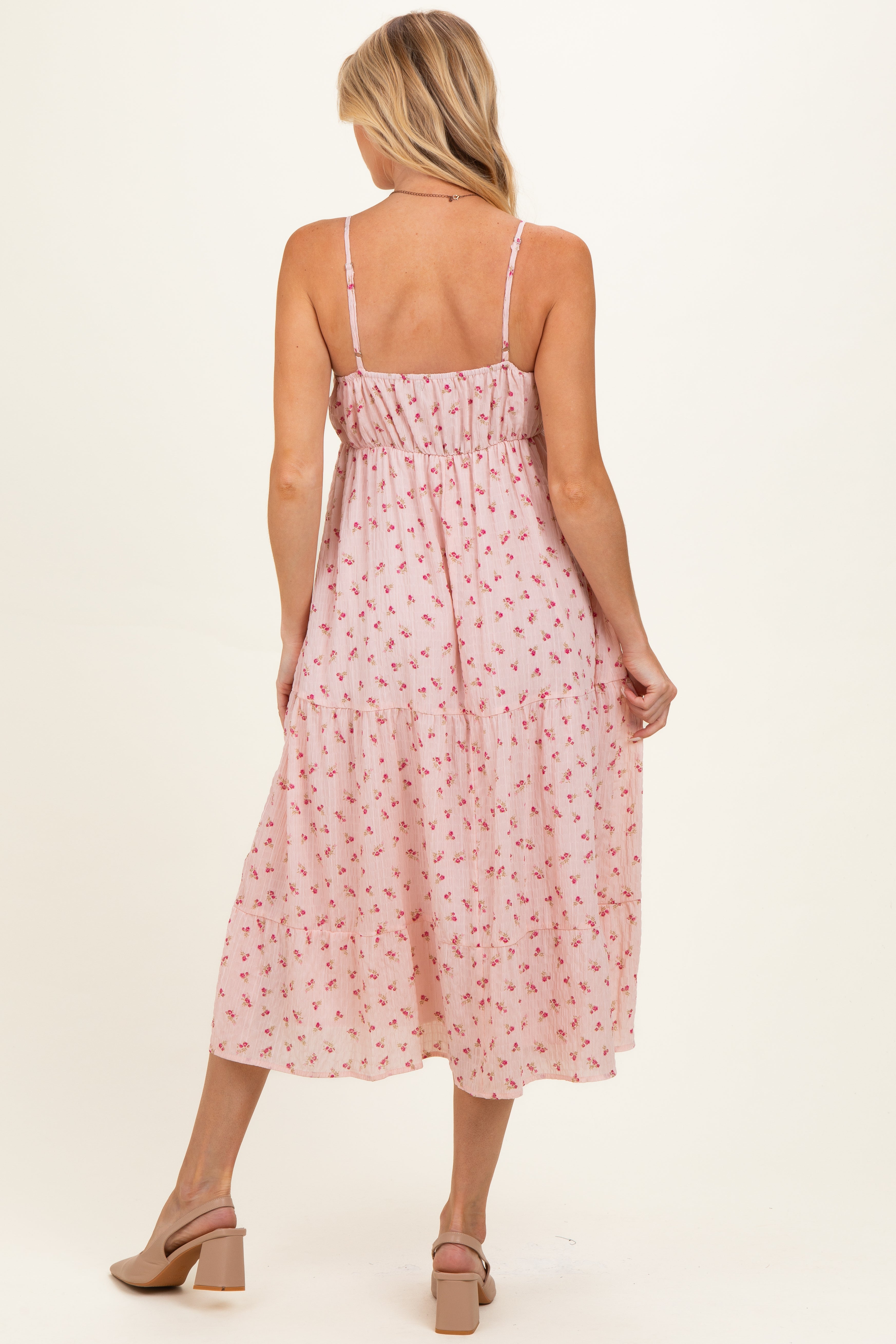 Umstands-Midikleid mit Blumenmuster und Bänderdetail