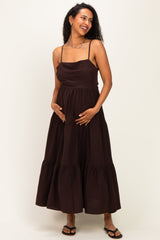 Gestuftes Umstands-Midikleid mit Cut-out und Bindeband am Rücken